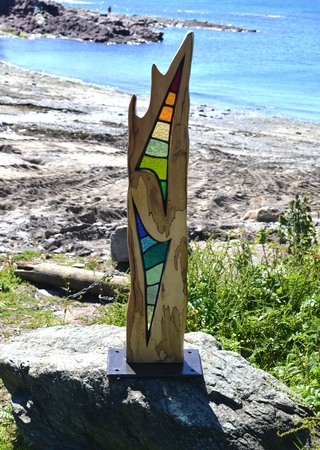 Pictis-Lead Glass Wood Sculpture