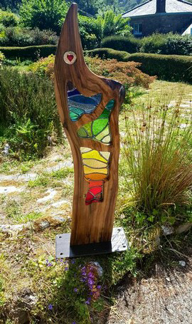 Abucco-Stained Glass Wood Sculpture