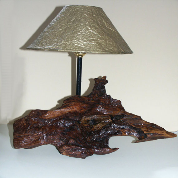 Bogwood Lamp with hand-made paper shade